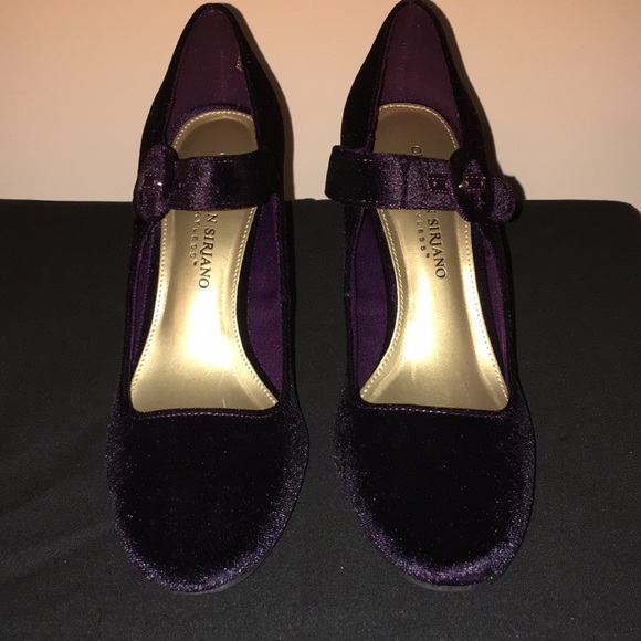 Purple Velvet “Marley” Block Heels. - Picture 2 of 5